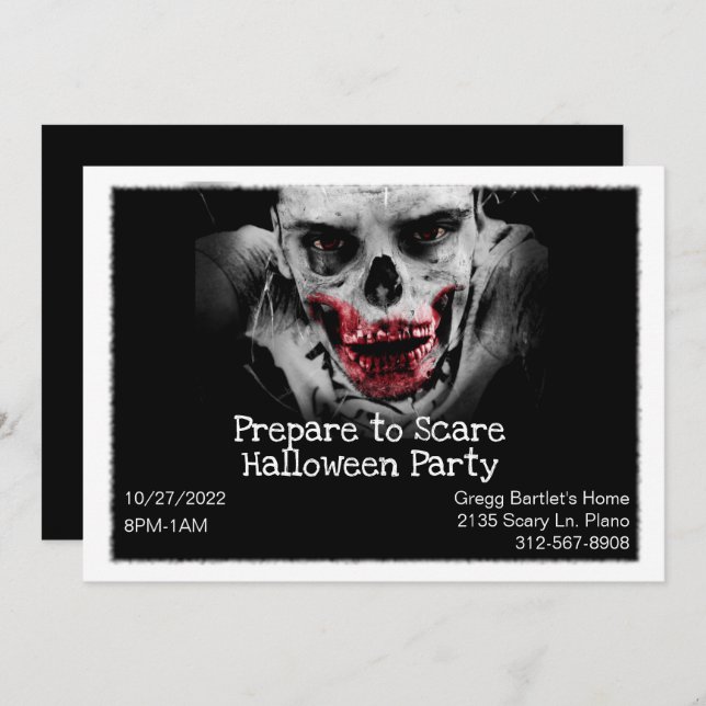 Scary Zombie Halloween Invitation (Front/Back)