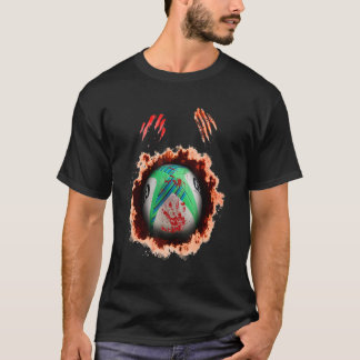 scary zombie player rugby creepy rugby ball T-Shirt