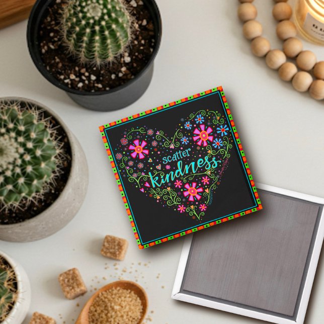 Scatter Kindness Pretty Floral Heart Trendy Magnet (Creator Uploaded)