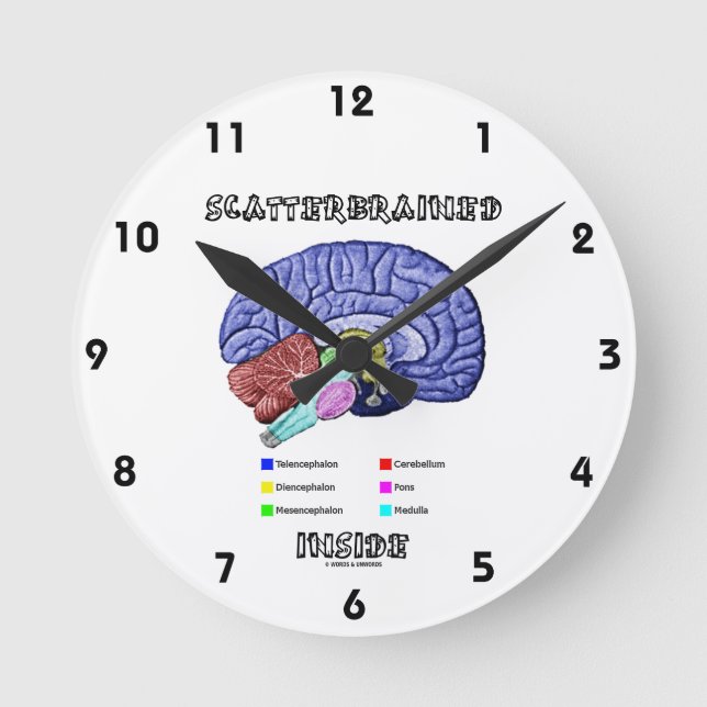 Scatterbrained Inside (Brain Humour) Round Clock (Front)