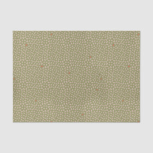 Scattered Abstract Beige Dots on Olive Green Tissue Paper