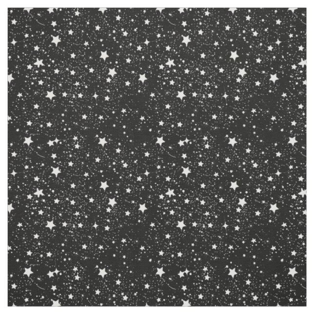 Scattered Black and White Stars Fabric (Swatch)