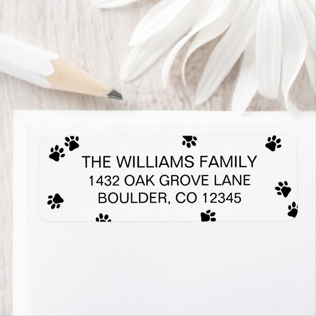 Scattered Black Paw Prints Return Address (Insitu)