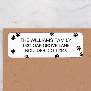 Scattered Black Paw Prints Return Address