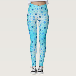 Scattered Blue Hearts in swirling diamond ring.OW Leggings