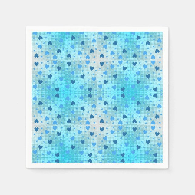 Scattered Blue Hearts in swirling diamond ring.OW Napkin (Front)