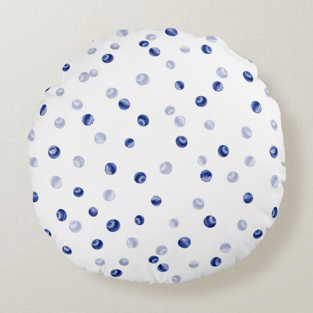 Scattered Blueberries Pattern Round Cushion (Front)