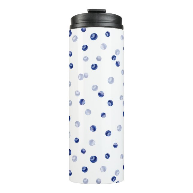 Scattered Blueberries Seamless Pattern Thermal Tumbler (Front)