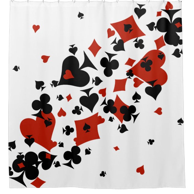 Scattered Card Suits Shower Curtain (Front)
