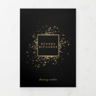 Scattered Faux Gold Confetti on Black Brochure