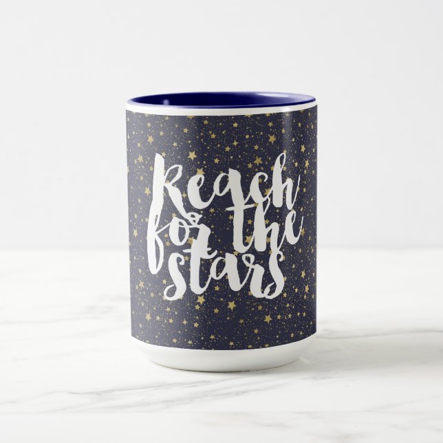 Scattered Gold Navy Blue Stars Mug (Center)
