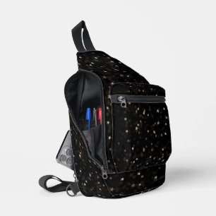 Scattered Gold Stars On Black Sling Bag
