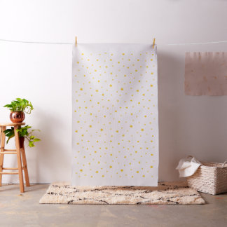 Scattered Golden Yellow Stars on Creamy Off White Fabric