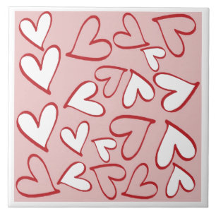 Scattered Hearts Ceramic Tile