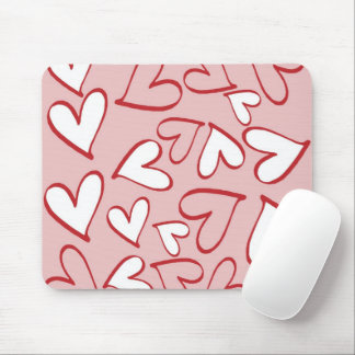 Scattered Hearts Pattern Mouse Pad