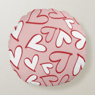 Scattered Hearts Round Pillow