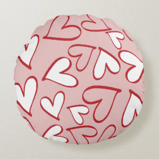 Scattered Hearts Round Pillow