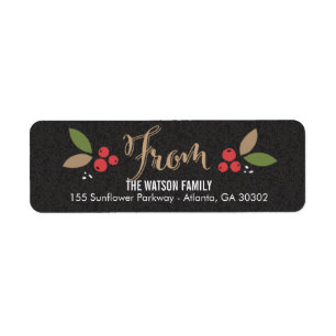 Scattered Holly Christmas Return Address Labels