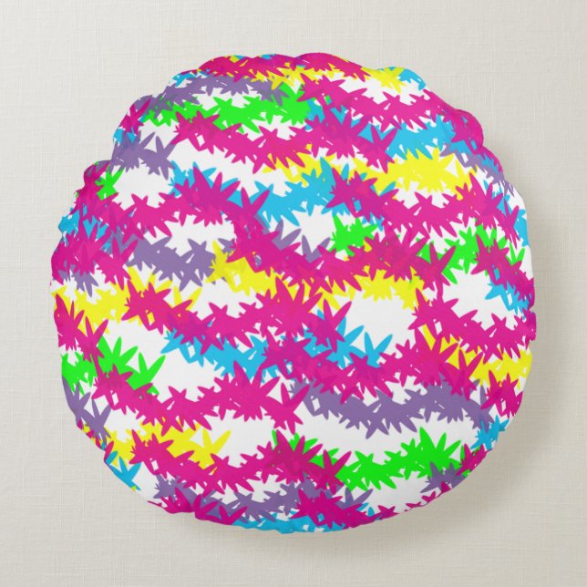Scattered Jacks -Pop of Florecent Effect Design Round Cushion (Front)
