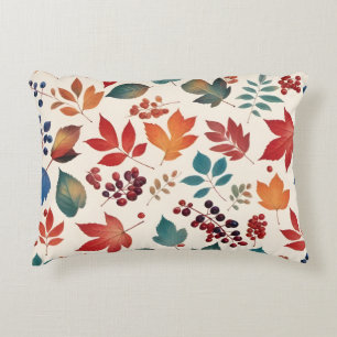 Scattered Leaves and Berries Decorative Cushion