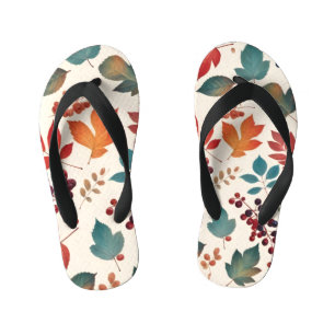 Scattered Leaves and Berries Kid's Jandals