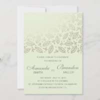Scattered Leaves Faux Foil Wedding Invitation-Coal