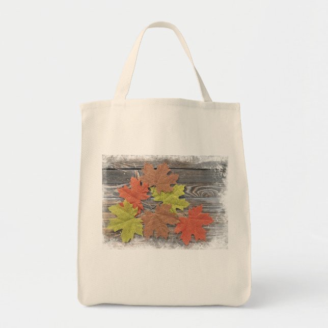 Scattered Leaves Grocery Tote Bag (Front)