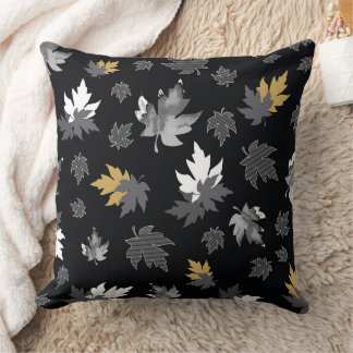 Scattered Leaves on Black Cushion