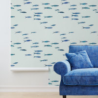 Scattered Little Blue Fish Nautical