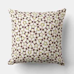 Scattered Olive Green and Chocolate Brown Organic Cushion