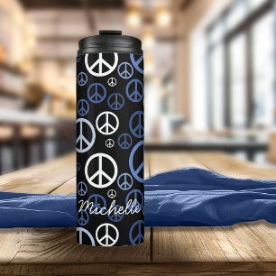 Scattered Peace Signs Blue ID1075 Thermal Tumbler