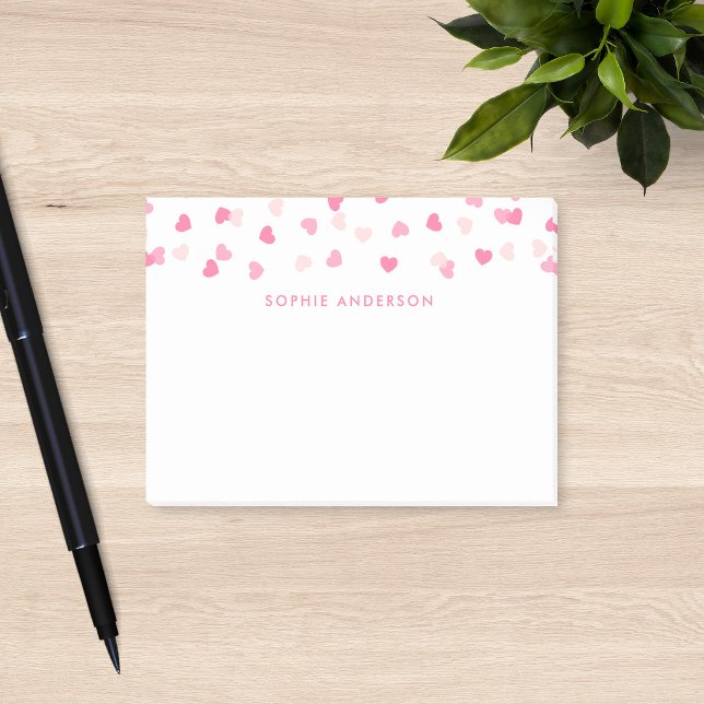 Scattered Pink Hearts Confetti Post-it Notes (Creator Uploaded)
