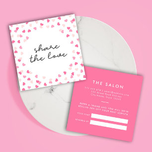 Scattered Pink Hearts Confetti Share the Love Referral Card