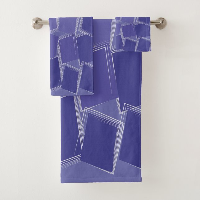Scattered purple shades bath towel set (Insitu)