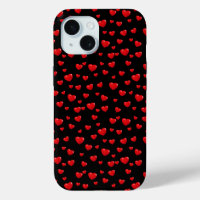 Scattered Red Hearts On Black