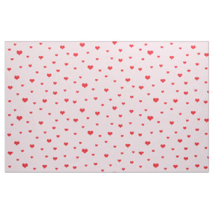Scattered Red Hearts on Light Pink Colour Fabric