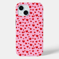 Scattered Red Hearts On Pink