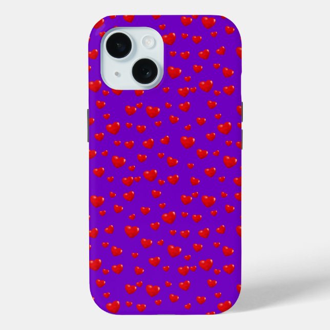 Scattered Red Hearts On Purple Case-Mate iPhone Case (Back)