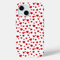 Scattered Red Hearts On White