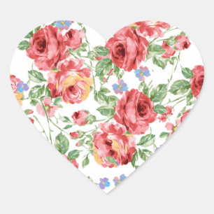 Scattered Roses by BobCatDesign Heart Sticker