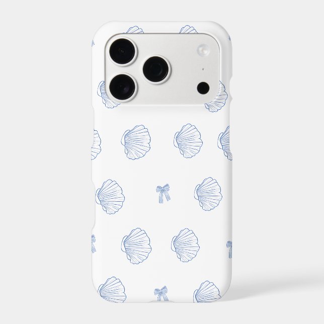Scattered Seashells Blue Coastal Case (Back)