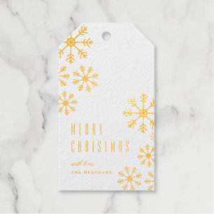 Scattered snow foil Christmas and holiday gift tag