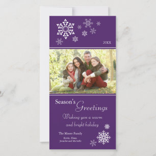Scattered Snowflakes Holiday Photocard (purple)