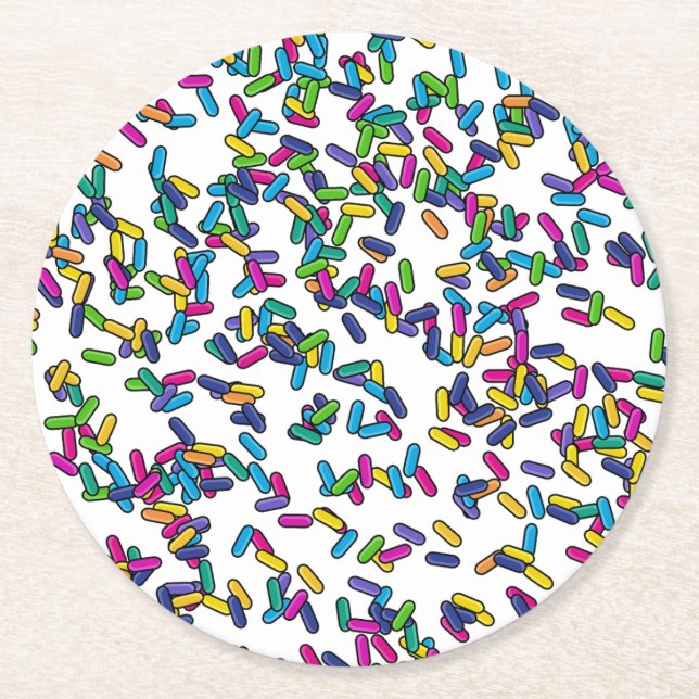 Scattered Sprinkles Pattern Round Paper Coaster (Front)