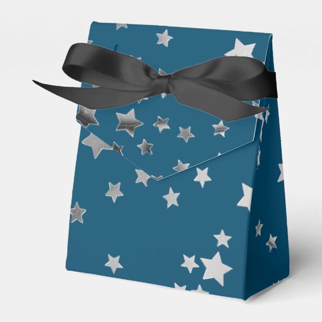 Scattered Stars on Blue Favour Box (Front Side)