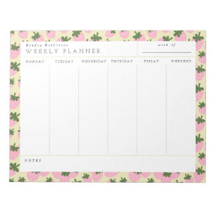Scattered Strawberries (Cream) Weekly Planner  Notepad