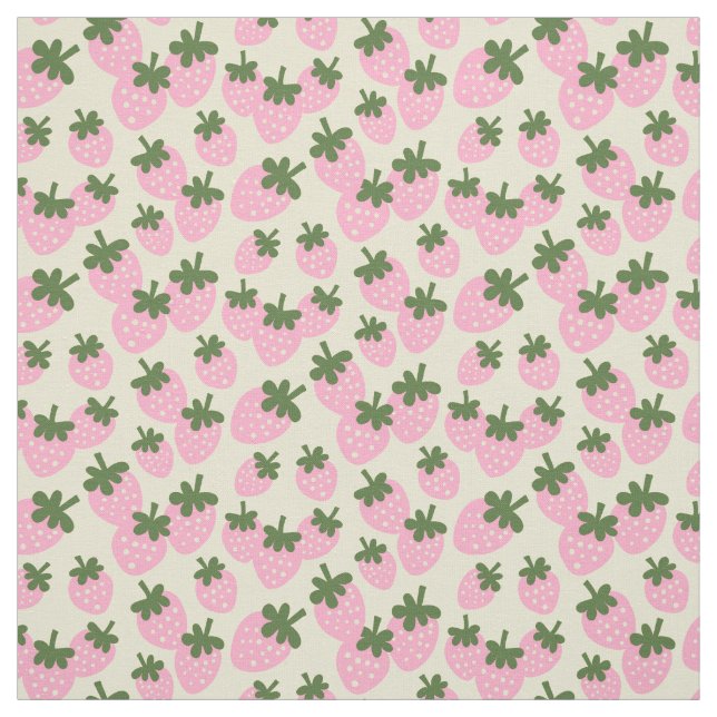 Scattered Strawberries on Cream  Fabric (Swatch)