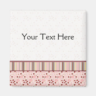 Scattered Strawberry Swirl Pattern With Border Magnet
