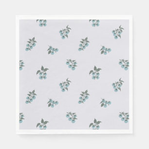 Scattered Tomato Branch Botanical Picnic Teal Napkin
