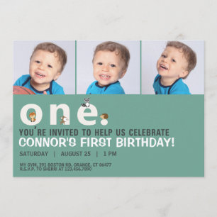 Scattered Word Animals First Birthday Party Invite